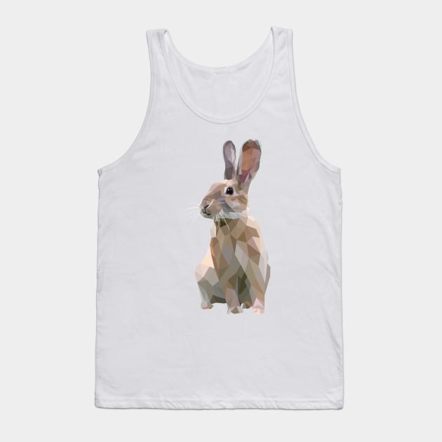 Brown Bunny. Rabbit. Geometric. Lowpoly. Illustration. Digial Art. Tank Top by Houseofyhodie